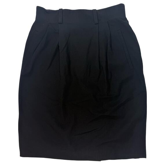 Vintage 90s Anne Klein II Black Wool Pencil Skirt Size 6 Waist 25″ Slit 5″ - Picture 1 of 6